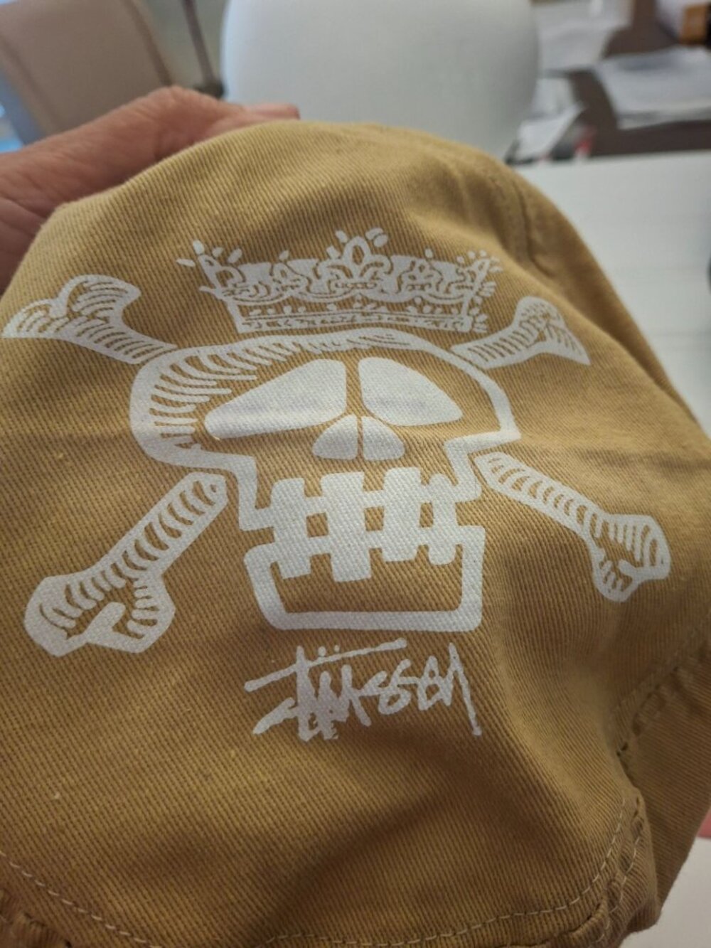 Stussy Military Cap Tan Skull Graphic Adjustable Cotton Y2K Skate Streetwear Hat - Picture 7 of 10
